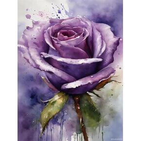 UPABLUNSO Purple Rose Diamond Art for Adults, Diamond Painting Kits, 5D DIY Full Round Drill Paint by Numbers Gem Art Supplies Pictures for Home Decor Wall Art Gifts 12x16inch