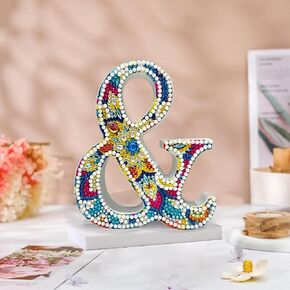 YOYA Diamond Art Letters, 8 Inch Diamond Painting Wooden Letters for Crafts, DIY Full Drill Double Side Diamond Art Kits Letters, 5D Letter Diamond Art Projects for Home Wedding Party Decor, W