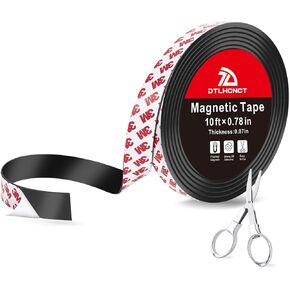 Magnetic Tape - 16 ft x 1 inch Magnet Strip Tape Roll with Strong Adhesive Backing,Magnetic Strip for Kitchen, Office, School Organization, Whiteboards,Fridge(0.07" Thick)