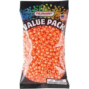 The Beadery 6 by 9mm Barrel Pony Bead in Orange Pearl, 900-Piece