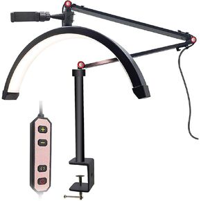 Lash Light for Eyelash Tech, Half Moon Lamp, Super Bright Eyelash Desk Lamp, 0-100 Brightness Levels Eye-Caring Eyelash Lamp,Temperatures Esthetician Light