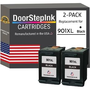 DoorStepInk Remanufactured in The USA Ink Cartridge Replacements for HP 901XL 901 XL 2 Black HP Officejet 4500, G510a, G510g, G510n, J4524, J4540, J4550, J4580, J4585, J4624, J4660, J4680