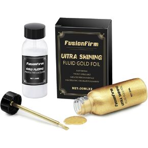 Liquid Silver Leaf Paint Kit - Alcohol-Based Quick Dry Ultra Shiny Metallic Gilding Paint for Crafts, Resin Art, DIY Decor | High Gloss Finish with Varnish | 2 x 30ml Bottles