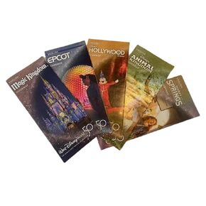 2023 Parks 50th Anniversary Guide Map Information Brochures Set of (5) Magic Kingdom Epcot Animal Kingdom Hollywood Studios