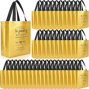 PATERR 100 PCS تقدير الموظف الأكياس الهدايا 10 × 8 × 4 '' غير منسوجة شكرا لك هدايا حقائب الهدايا الملهمة بالجملة مع مقبض قد تكون فخوراً بأكياس هدايا للزميل المعلم الطبيب (الأسود) in Kuwait