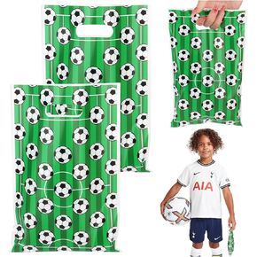 BAHABY 50pcs Plastic Soccer Gift Bags Soccer Party Bags Sport Candy Goodie Snack Treat Bags Football Pouch Party Favors