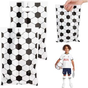 BAHABY 50pcs Plastic Soccer Gift Bags Soccer Party Bags Sport Candy Goodie Snack Treat Bags Football Pouch Party Favors