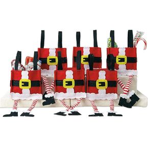 Elf Pants Christmas Treat Bags, Set of 6 Gift Bags for Children Holiday Parties Teachers Decorations