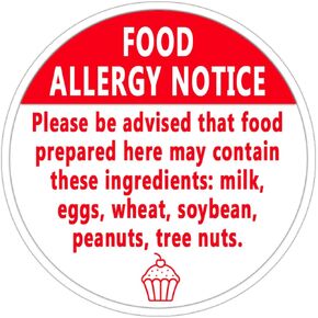 Food Allergy Stickers,1.5 Inch Allergy Warning Sticker for Cake Shop,Party,Kitchen,Restaurants,Food Allergy Label,500 Pcs