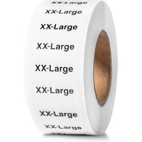 250pcs XX-Large Clothing Size Strip Labels, 1.25" x 5" Labels, XX-Large, 250 Labels/Roll, Clear Clothing Size Strip Sticker Labels for Shirts, Pants, Accessories, Retail Clothing