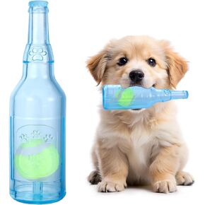 Water Bottle Dog Toy, Crunch and Play Bottle Dog Toys to Keep Them Busy, Interactive Water Bottle for Dogs Crunchnplay with Tennis Ball Inside(Blue)