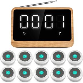 Wireless Call Light System with Call Buttons for Elderly at Home Call Bell for Clinic Seniors Assisted Living Emergency Wellness Center Hospital Restaurant, Maple Wood Texture