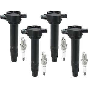 4PCS UF557 Ignition Coils + 4PCS ZFR5FGP Iridium Spark Plugs Ignition Coils Pack Fits for 2011-2014 200, 2009-2019 Journey, 2007-2017 Patriot, Coil Pack Set Replace OE 4606824AB 4606824AC