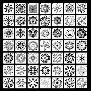 36 Pieces Flower Stencils for Painting on Wood Reusable Floral Stencils Wall Stencil Snow Spark Gyroscope Sign Drawing Template DIY Craft Boys Girls Shower Room Decor Spring (3.5 Inch)