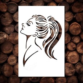 Long Hair Woman Stencil Template - Reusable Lady Art Human Figure Silhouette Stencils for Painting on Wood, Glass, Wall Rock, Walls, Canvas, Glassware, Spray Painting, Airbrushing, Crafts (7x11)