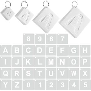 144 Pcs Letter and Number Stencils 4 Set Different Size Alphabet Number Stencils 1 2 3 4 Inch Plastic Stencils for Painting on Wood, Wall, Fabric, Signage, Door Porch, DIY Art Projects