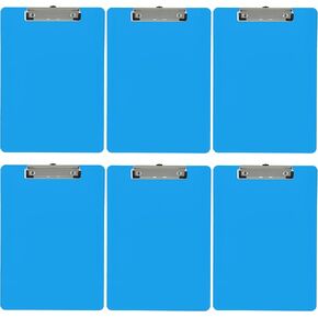 Trade Quest Plastic Clipboard Opaque Color Letter Size Low Profile Clip (Pack of 6) (Light Blue)