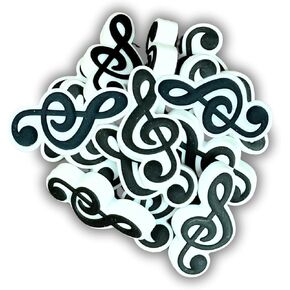 Music Note Staff Silicone Focal Bead White Circle | 12 Pack for Freshie Hangers Beaded Pens Wholesale Bulk Singer Music Teacher Drama 1.4 cm