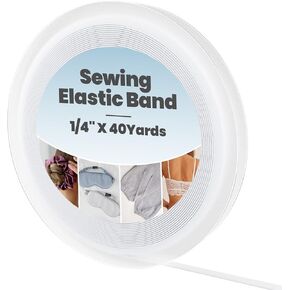 Upgrade Elastic Band 1/4 Inch Wide, 20 Yards – High Stretch Knit Elastic Cord for Sewing, Waistbands, DIY Crafts, Wigs, Headbands, Belts, Hats, Bags – Machine Washable – Black