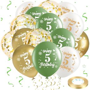 40th Birthday Balloons 24Pcs Sage Green Gold Fortieth Birthday Latex Balloons Confetti Balloons Green Gold 40th Birthday Party Decorations for Women Men 40 Year Birthday Anniversary Supplies 12inch