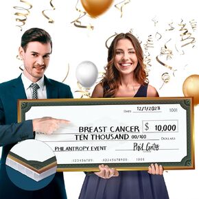 Big Checks for Presentations, 13.5" x 32" - Giant Check - Large, Fake, Blank, Oversized for Fundraisers, Retirement, Charity & Donation Events