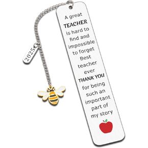 Bee Bookmark, Stainless Steel, 130x26mm, Teacher Gift, 1 Piece