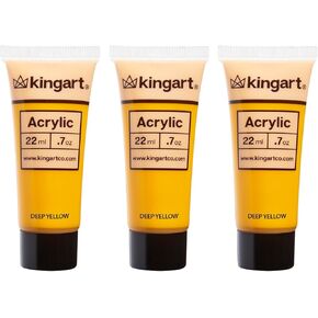 KINGART 500-106 PRO Artist Quality DEEP YELLOW Acrylic Paint, 22ml (0.74oz) Tubes, 3 Pack - Set (66ml Total), Deep Yellow