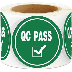 Inventory Stickers Labels,QC Pass Stickers for Quality Control Inventory WarehouseGreen QC Pass Sticker Label,2inches 500Pcs.