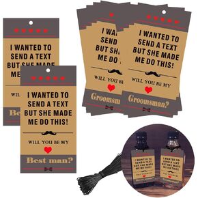 مجموعة بطاقات اقتراح Groomsmen مضحك ، علامات أنيقة روح الدعابة (10 أجهزة كمبيوتر ، 2.5 "× 1.25")