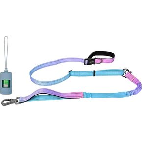 Dog Leash Running with Reflective, Heavy Duty Bungee Dog Leash Waist Hands Free for Large Small Medium Dogs, Cross Body 4-in-1 Car Seatbelt for Walking and Training