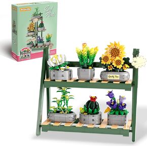 Botanicals Plants Building Set, Bonsai Succulents Building Toys with Adjustable Display Rack, Flowers Collection Sets for Office Home Decor, Creative Gift for Adults and Kids - 873 PCS