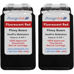 SL-870-1 Red Ink Cartridge for PB SendPro Mailstation (CSD1) Postage Meters (2-Pack)
