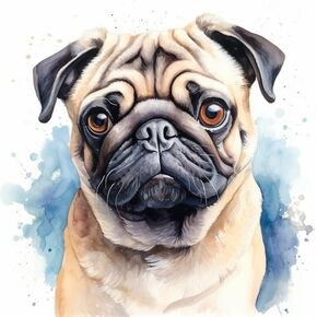 5D Diamond Art Painting Kits by Number for Adults Pug Watercolor Art Diamond Art Painting Full Round Drill Crystal Rhinestone Embroidery Craft Kits for Home Wall Decor Kits 35x35cm