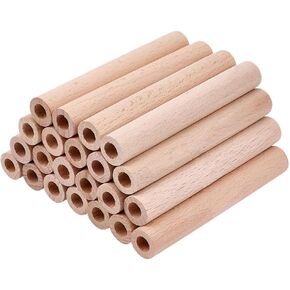 OLYCRAFT 20Pcs 5.9x0.6 Inch Hollow Wood Sticks Round Wooden Dowel Rods with 0.3 Inch/8mm Hole Unfinished Beech Wood Rods Natural Wood Round Rods Wood Sticks for DIY Crafts Arts Projects