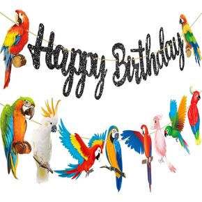 لافتات عيد ميلاد الببغاء لافتات عيد ميلاد الطائر الاستوائي لافتة الببغاء ببغاء ديكور عيد ميلاد توكان ببغاء اللافتات لافتات هاواي تحت عنوان استحمام الطفل