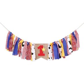 Woody and Jessie 1st Birthday Highchair Banner for Baby Boys - Western Party Decorations, West Cowboy Banner, Farm Birthday Party Supplies, Cake Smash Photo Props