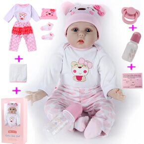 Reborn Baby Doll 22 Inch 55cm Handmade Realisitc Soft Silicone Vinyl Baby Doll Reborn Dolls Real Life Dolls Toys Birthday Present Reborn Babies