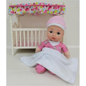 Baby's First African American Canopy Crib with 9" Soft Body Doll & Baby Blanket - Child Safe for Children 3 Years & Up