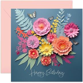 Old English Co. Birthday Cards for Best Friend - Birthday Card for Friend - Sweet Birthday Card for Women - Floral Butterfly Birthday Greeting Card for Her | Blank Inside with Envelope