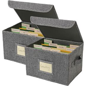 Vienrose Greeting Card Organizer Storage Box with 20 Removable Dividers, 84 Self-stick Labels, Perfect for Photos, Envelopes, Scrapbooking, Paper, Stickers Holder 1 Pack Grey