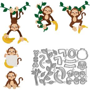 WADORN Monkey Cutting Dies Stencils - Carbon Steel Metal Animal Theme - DIY Scrapbooking & Card Decor