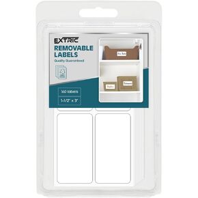 Label Stickers, Food Labels, 160 Removable Labels, White Labels for Food Containers, 1-1/2 x 3-inch Sticker Labels