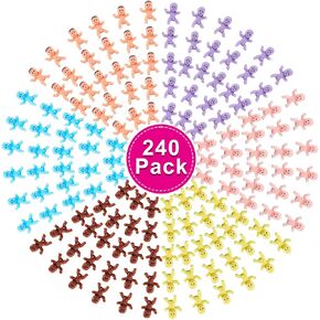 CCINEE 240PCS Mini Babies for Ice Cube Game, Baby Toys for Baby Shower Party Decorations Supplies 6 Colors