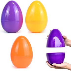 Fillable Giant Easter Eggs- 6" Jumbo Empty Easter Plastic Eggs Assorted Color for Easter Egg Hunt, Suprise Egg, Easter Hunt (6 Pack)