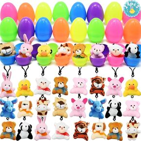 24Pcs Plush Animals Keychain Set, Cute Mini Stuffed Toys for Kids Goodie Bag Fillers Easter Gifts Easter Egg Hunt Easter Basket Stuffers Classroom Prize