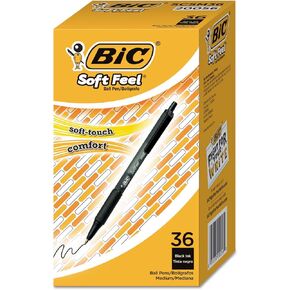 BIC SCSM361BK Soft Feel Retractable Ballpoint Pen Black 1mm Medium 36/Pack