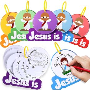 30 Pcs Christian Coloring Books: Names of Jesus Easter Egg Hunt Fillers, Easter Basket Stuffers, Christian Crafts for Sunday School, Religious Gifts, Church Nativity Bible Study Kit