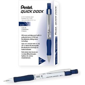 Pentel Quick-Dock Mechanical Pencil, 0.7mm, Blue Barrel Box of 12 (QD7E-C)