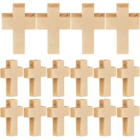 MAGICLULU 50pcs Unfinished Wooden Cross Pendant Blank Mini Wooden Cross Small Unpainted Cross Pendant Natural Polished Cross for DIY Jewelry Crafts Projects (0.63x0.9in)