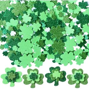 Shamrock Stickers St. Patrick's Day Glitter Green Shamrock Foam Sticker Lucky Irish Four Leaf Clover Self Adhesive Stickers for St. Patrick's Day Party DIY Decor Arts Craft Supplies 80 Pcs